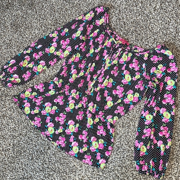 Betsy Johnson Polka Dot Floral Peplum Long Sleeve Blouse - Picture 7 of 8